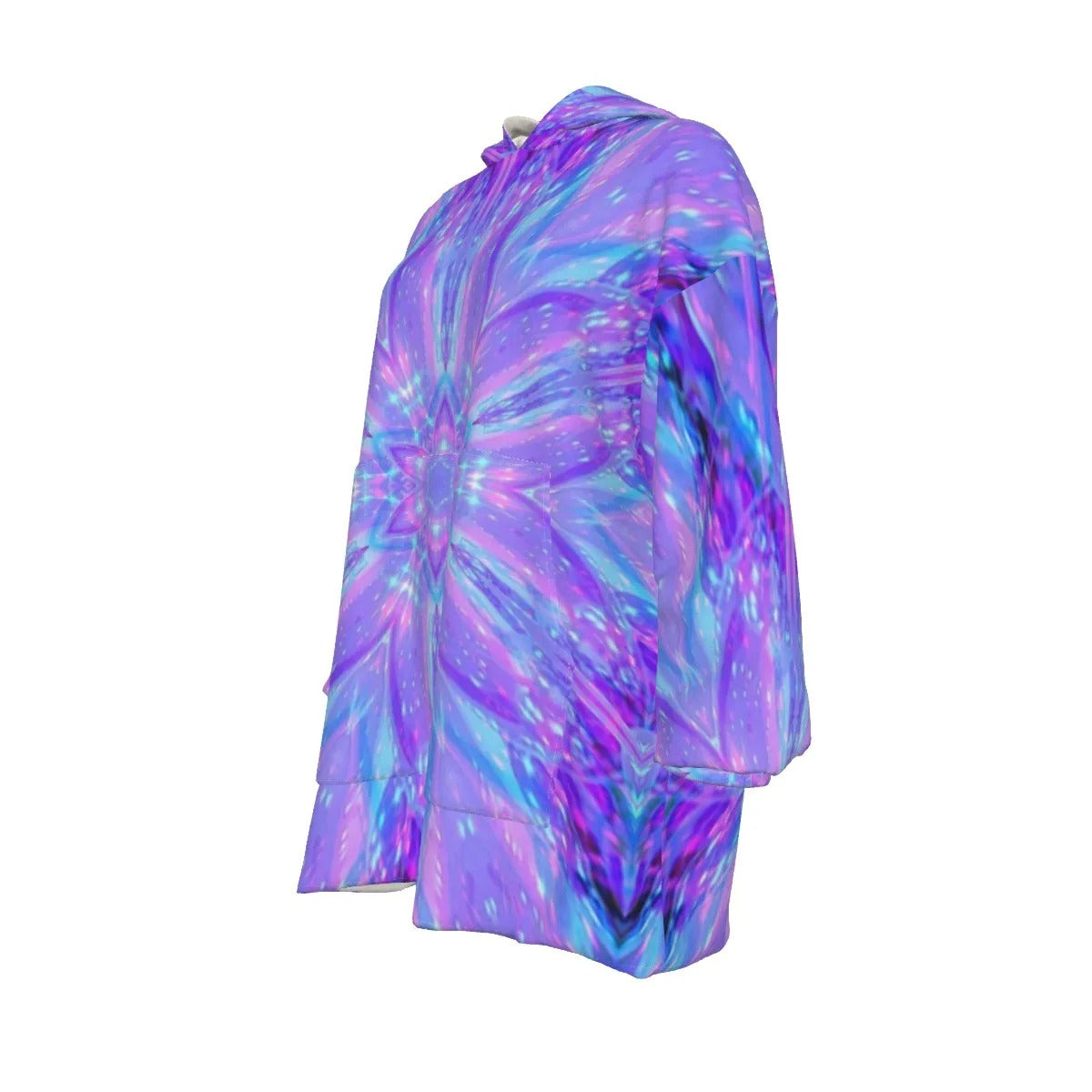 Kaleio Galaxy Wearable Hooded Blanket, Trippy Psychedelic Cozy Cloak, Holographic Mandala Space Wrap, Cosmic Festival Loungewear