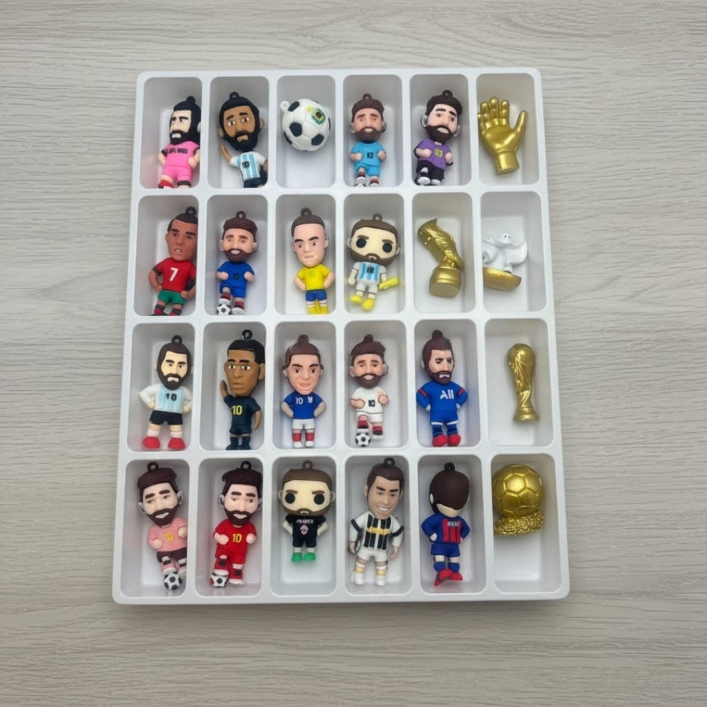 Soccer Player Mini Figures Set, Football Star Ornaments, 24 Piece Advent Style Gift Box for Kids & Sports Fans