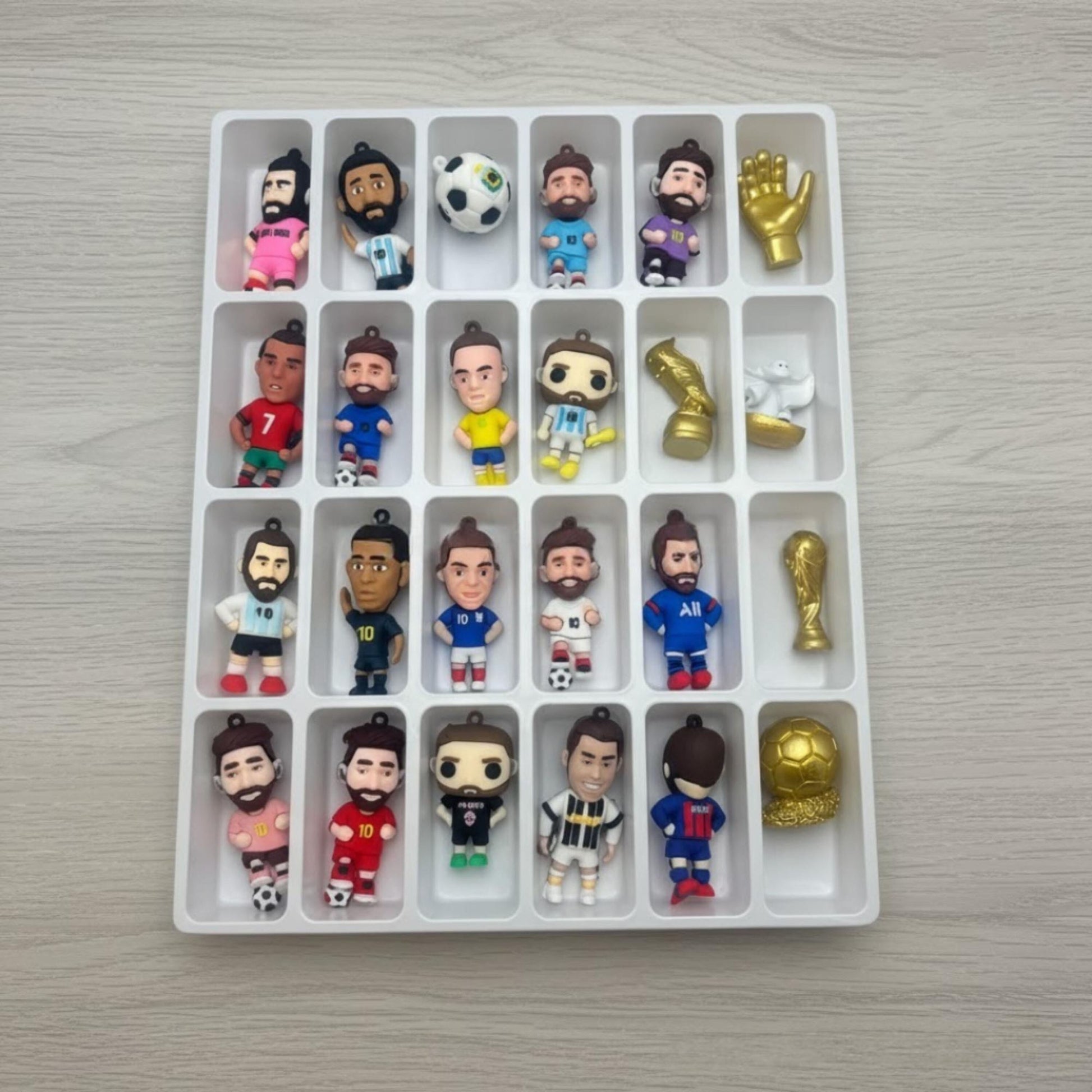 Soccer Player Mini Figures Set, Football Star Ornaments, 24 Piece Advent Style Gift Box for Kids & Sports Fans
