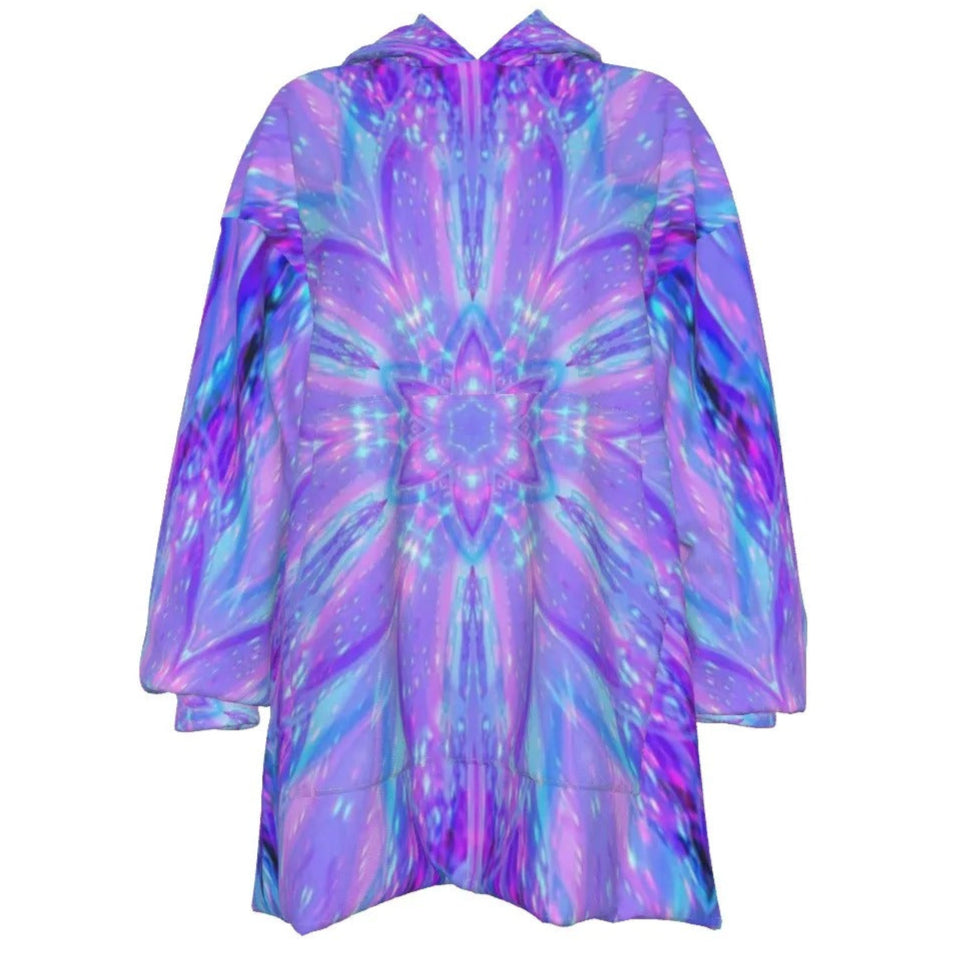 Kaleio Galaxy Wearable Hooded Blanket, Trippy Psychedelic Cozy Cloak, Holographic Mandala Space Wrap, Cosmic Festival Loungewear