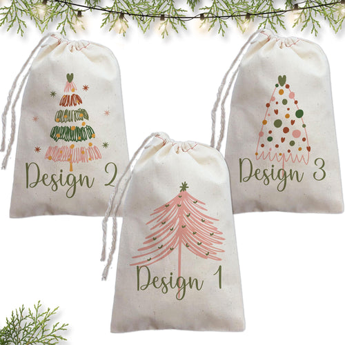 Boho Christmas Bag with Name, Personalized Holiday Favor Santa Sack, Xmas Hangover Kit, Chic Holiday Bachelorette Party Favor, Gift Sack