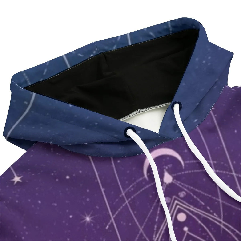 Mystic Lunar Mandala Women’s Hoodie, Moon Phase Spiritual Sweatshirt, Celestial Lotus Hooded Top, Sacred Geometry Cosmic Hoodie, Boho Mystic Style