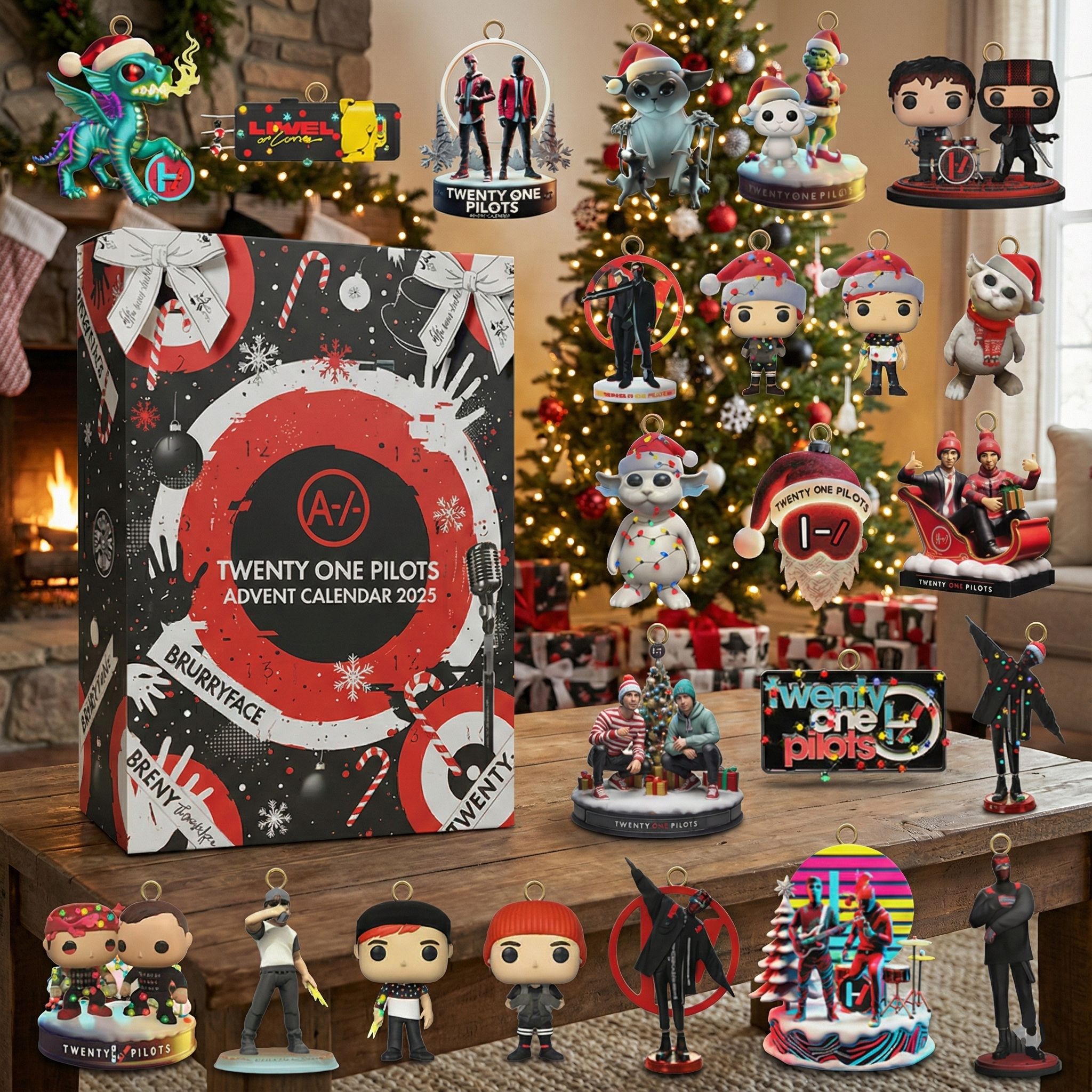 Twenty One Pilots Advent Calendar 2025, 24 Mini Figures & Ornaments, Music Fans Christmas Countdown Collectible Gift