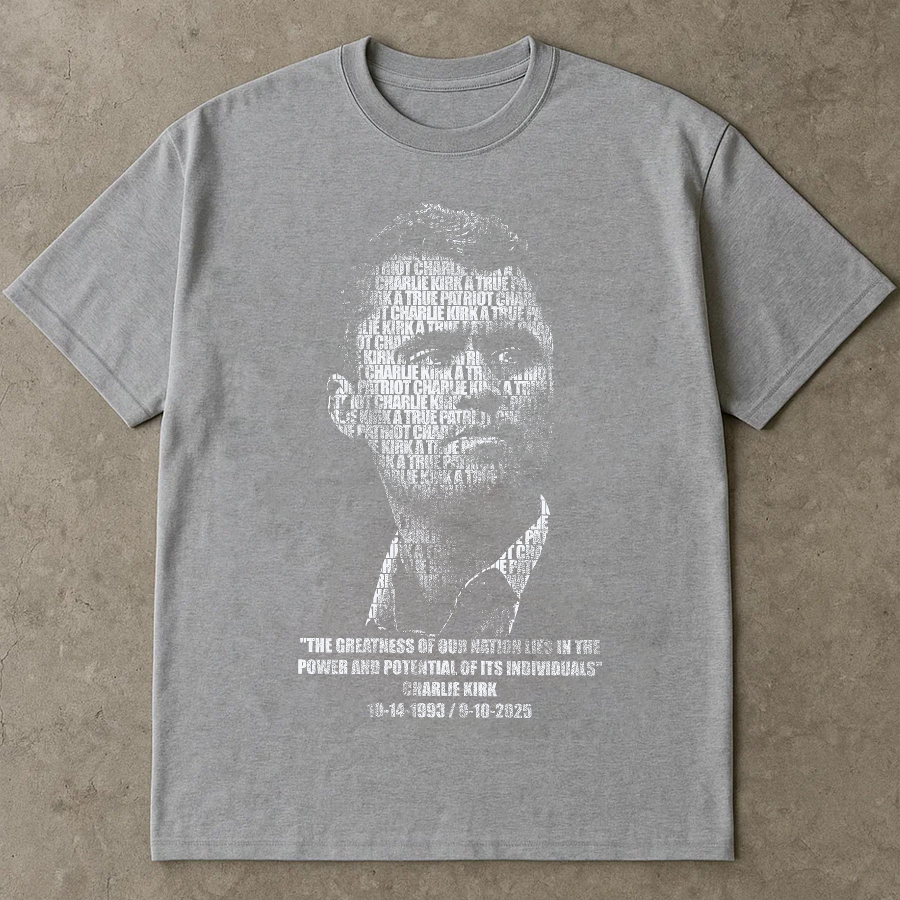 Charlie Kirk Portrait Shirt, True Patriot Quote Tee, American Freedom Graphic T-Shirt, Inspirational USA Political Shirt