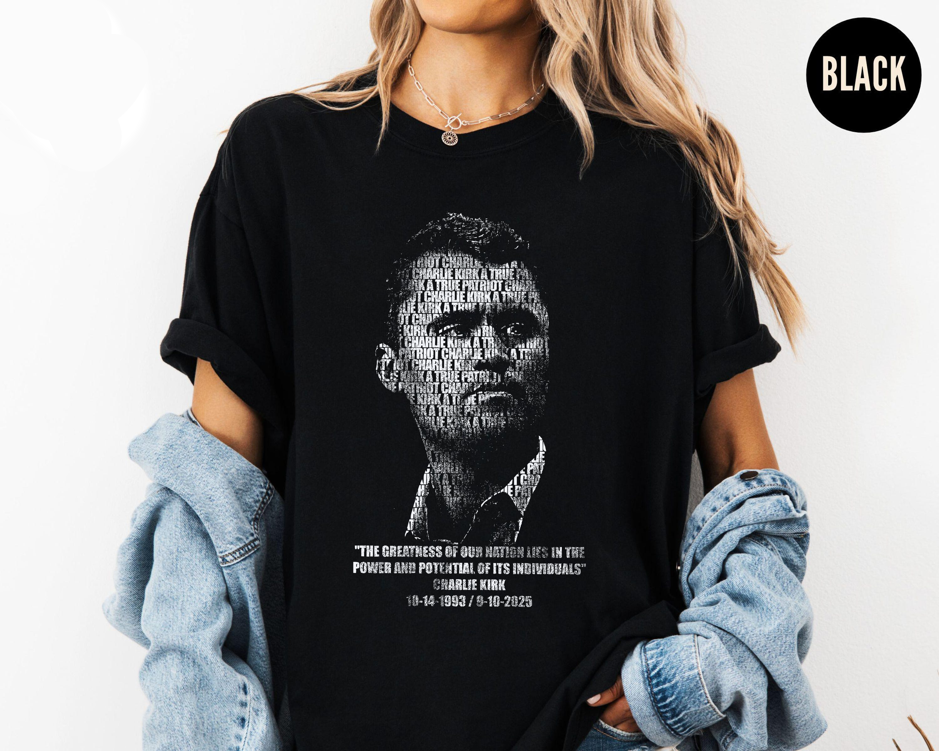 Charlie Kirk Portrait Shirt, True Patriot Quote Tee, American Freedom Graphic T-Shirt, Inspirational USA Political Shirt