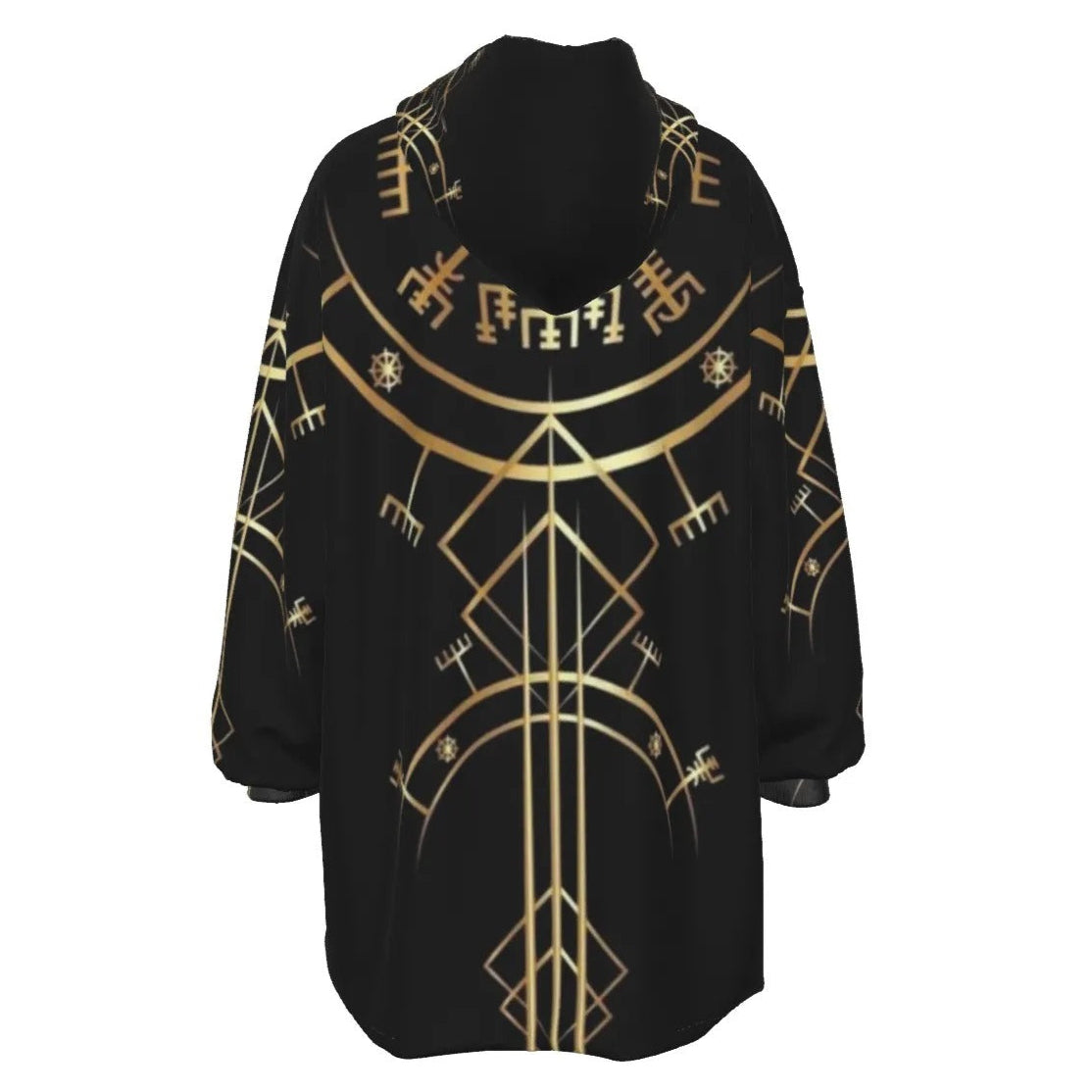 Viking Vegvisir Mysticism Sherpa Fleece Hoodie, Norse Compass Viking Jacket, Nordic Rune Cozy Hooded Sweatshirt, Viking Sacred Geometry Apparel