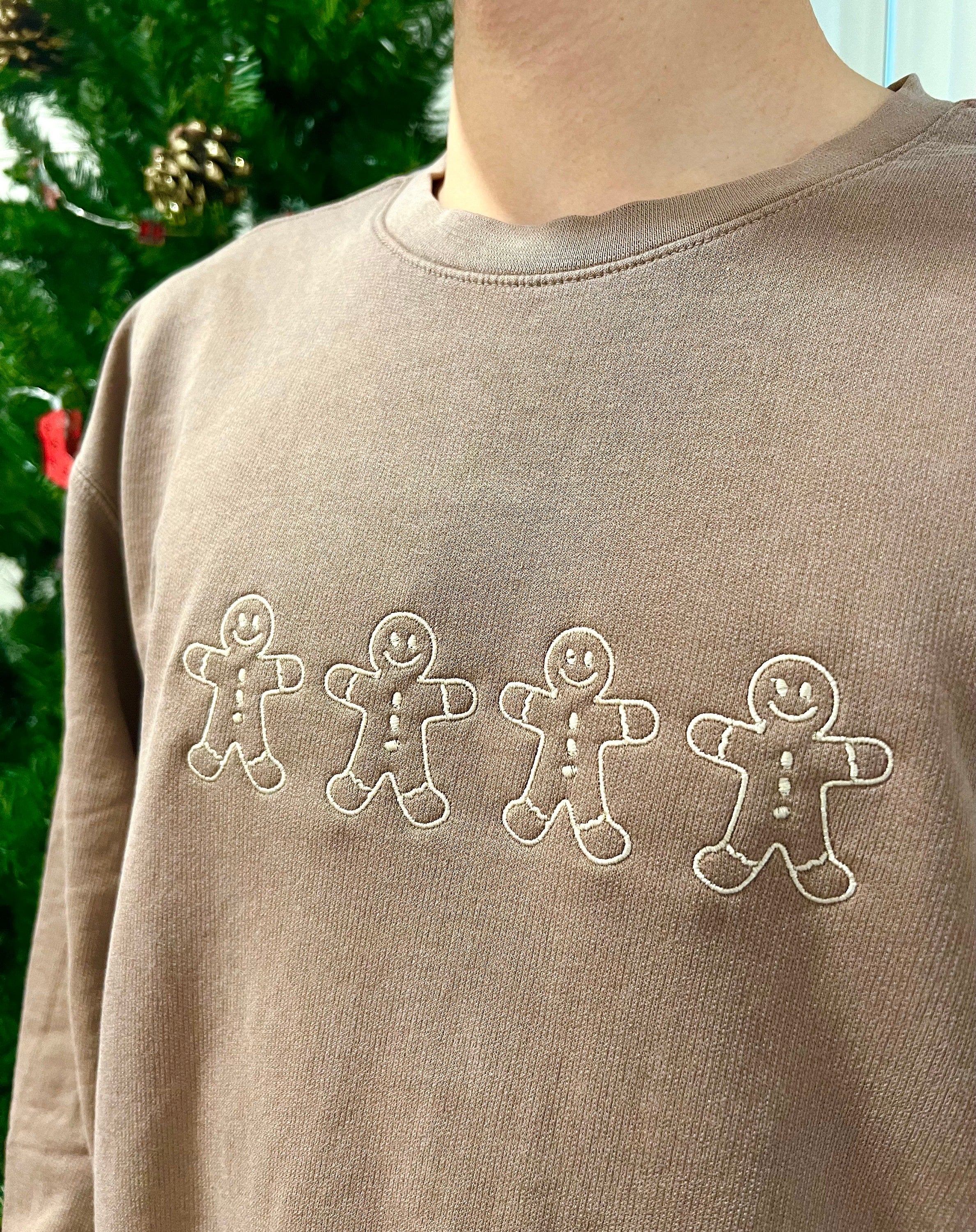 Gingerbread men Embroidered Comfort Colors Sweatshirt, Christmas Crewneck, Holiday Gifts, Cozy Lounge Wear, Lightweight Sweatshirt EBAC74