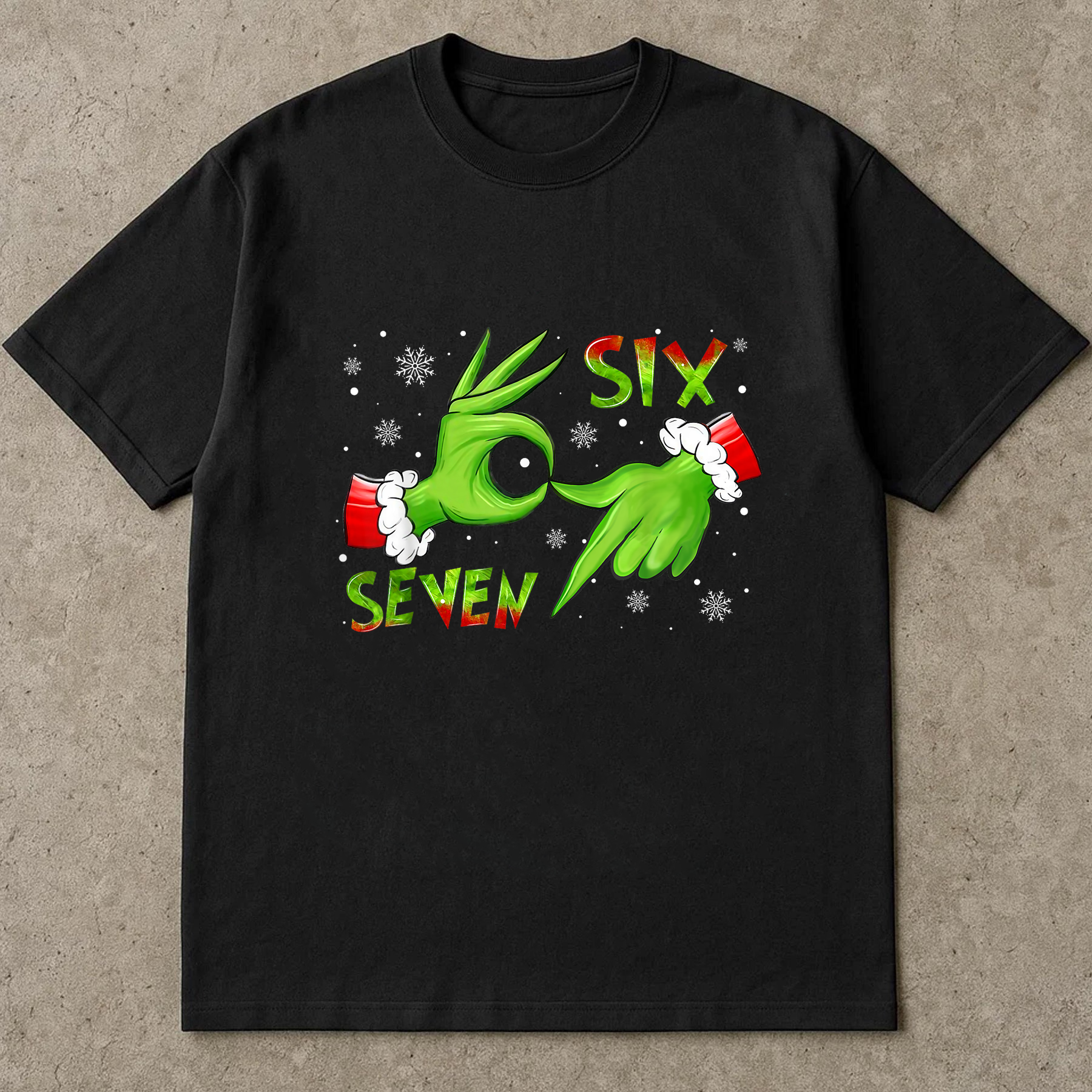 Six Seven Merry Christmas Shirt, Cute Cat Christmas Tee, Holiday Lights Shirt, Xmas Shirt for Women, Christmas Graphic Tee, Santa Hat Shirt