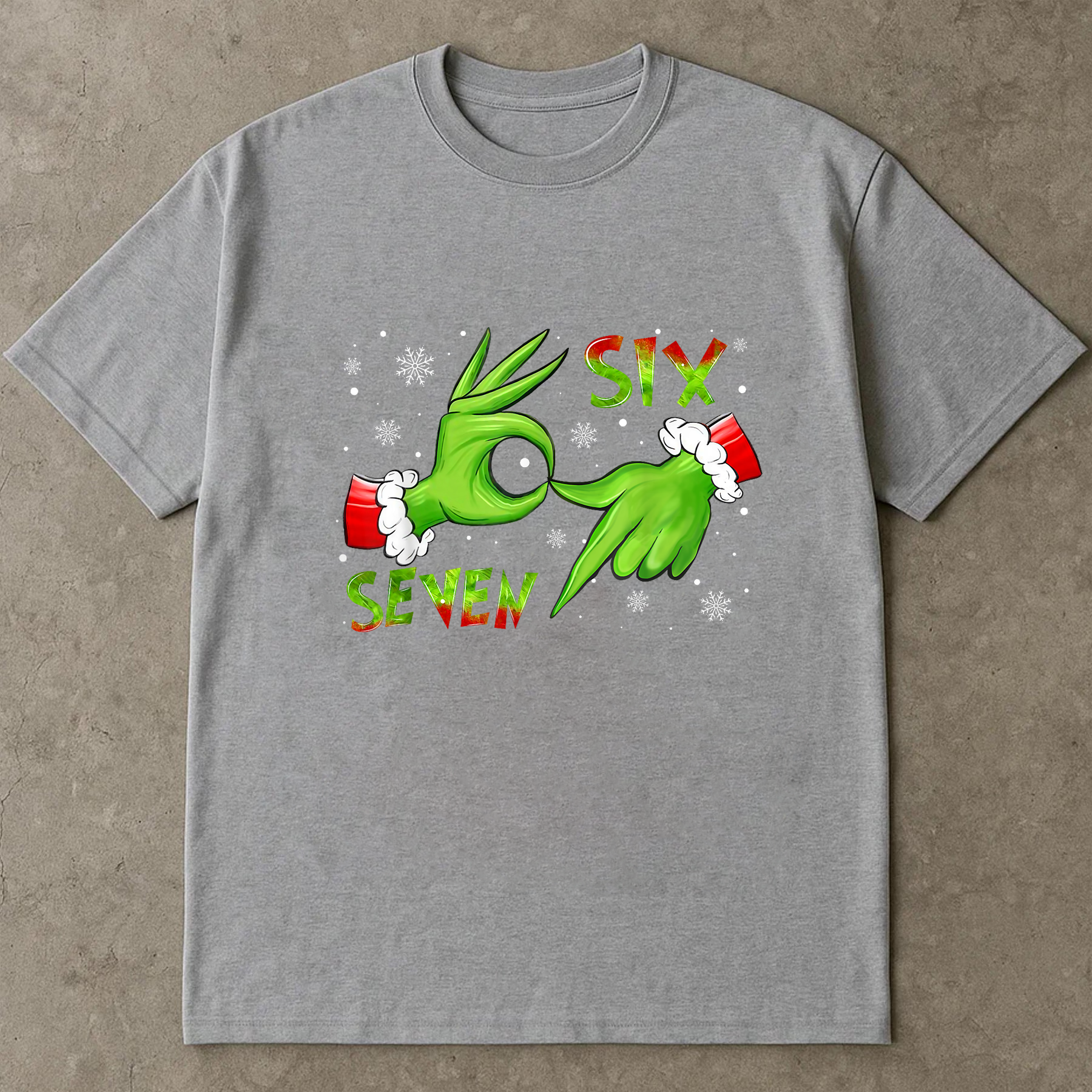 Six Seven Merry Christmas Shirt, Cute Cat Christmas Tee, Holiday Lights Shirt, Xmas Shirt for Women, Christmas Graphic Tee, Santa Hat Shirt