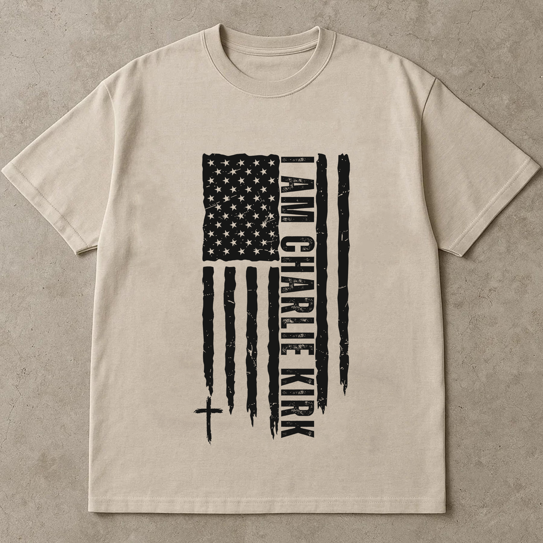 I Am Charlie Kirk Shirt, American Flag Cross Tee, Patriotic Faith Graphic T-Shirt, USA Christian Inspirational Shirt