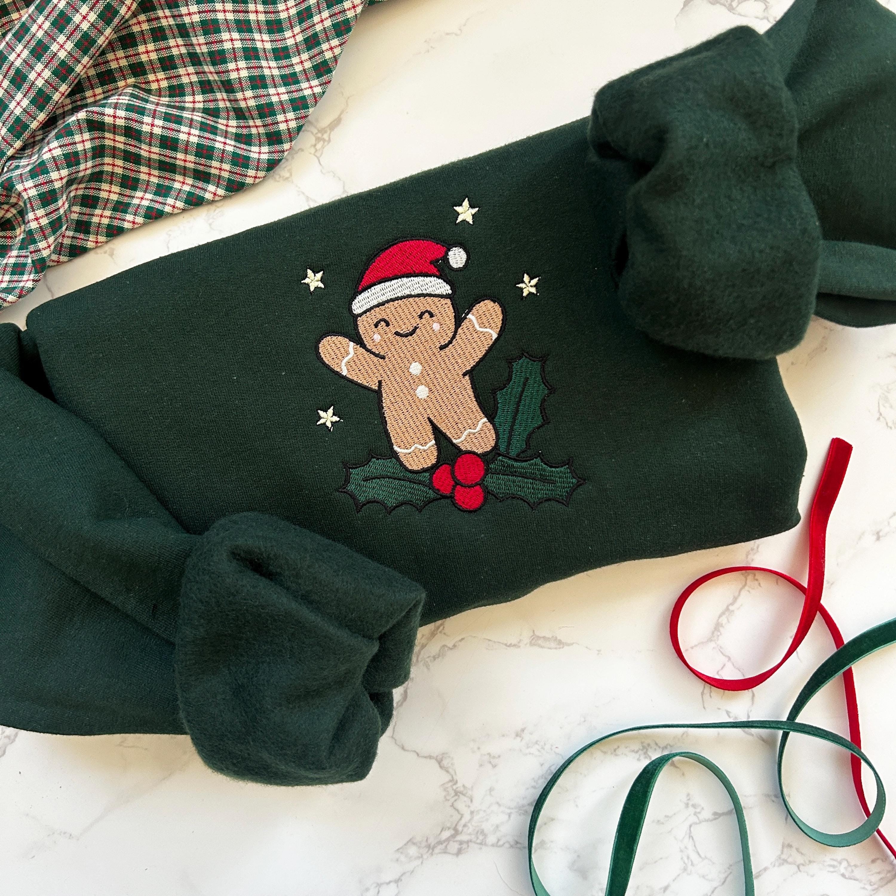 Embroidered Christmas Gingerbread Sweatshirt, Holiday Sweatshirt,Gingerbread Man Embroidered Sweater, Christmas Sweatshirt EBAC75