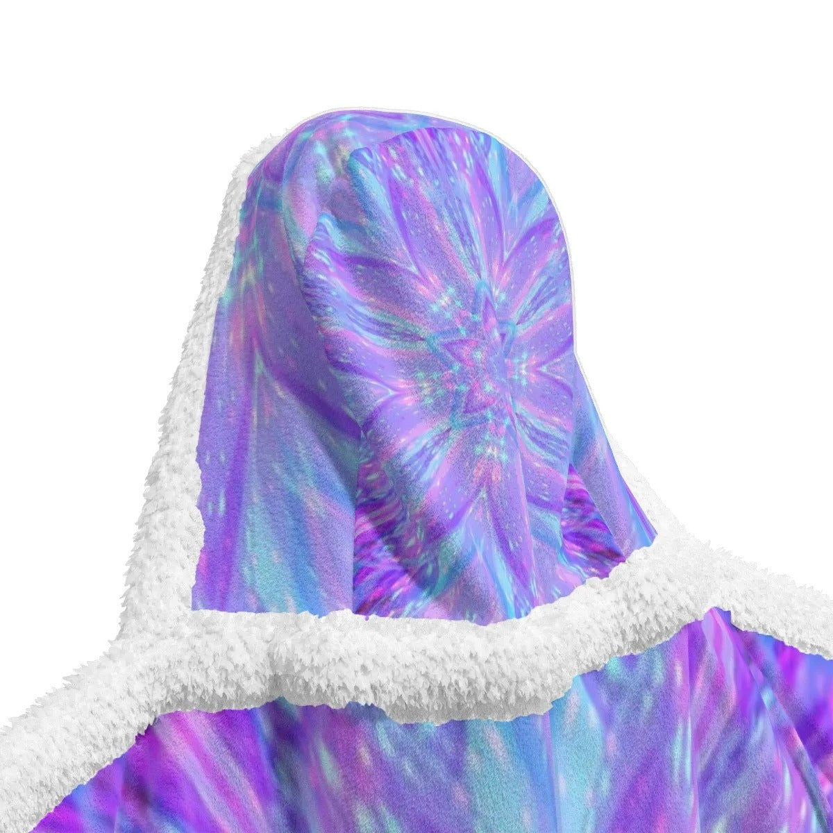 Kaleio Galaxy Wearable Hooded Blanket, Trippy Psychedelic Cozy Wrap, Holographic Space Mandala Cloak, Cosmic Festival Loungewear