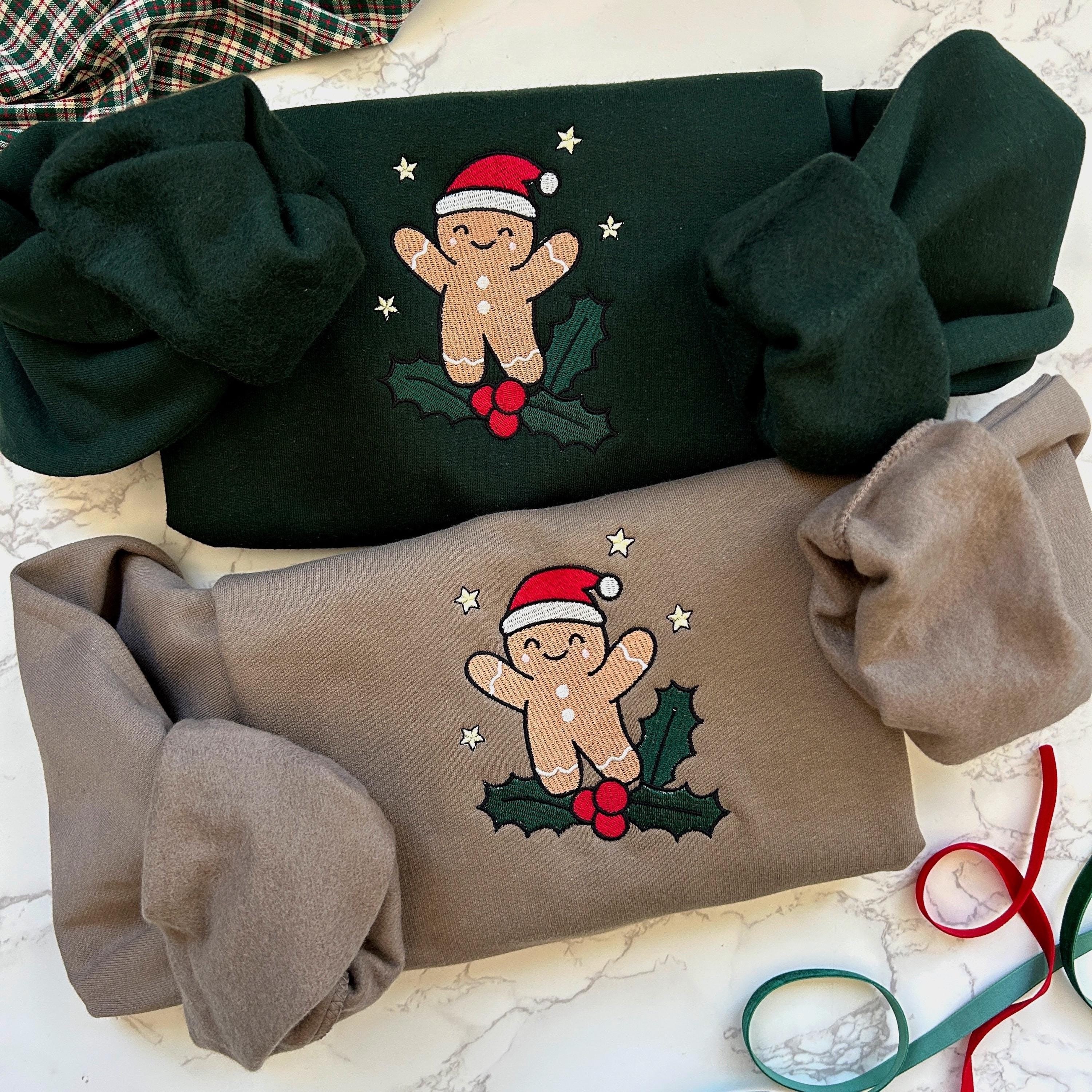 Embroidered Christmas Gingerbread Sweatshirt, Holiday Sweatshirt,Gingerbread Man Embroidered Sweater, Christmas Sweatshirt EBAC75