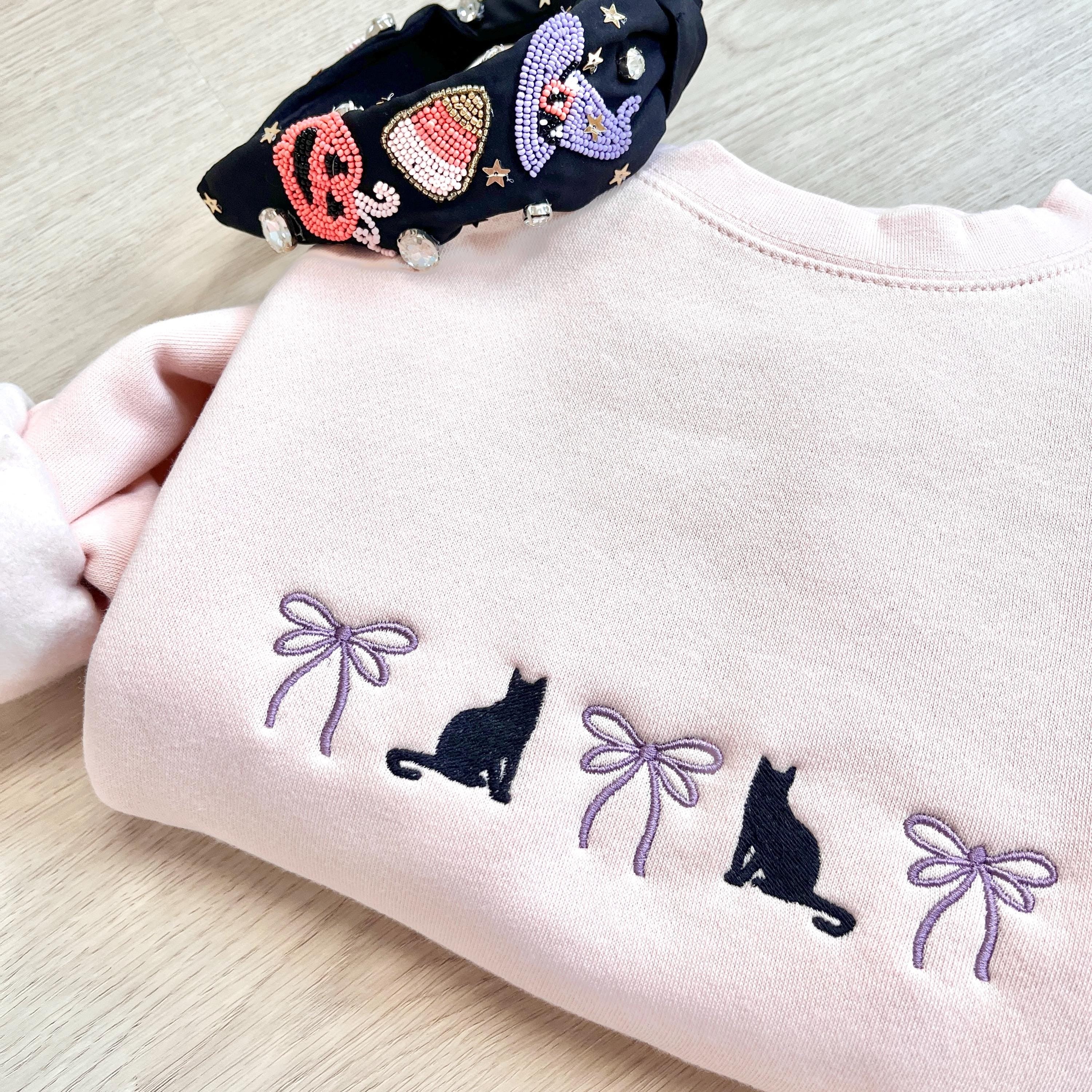 Embroidered Coquette Halloween Icon Crewneck Sweatshirt, Embroidered Halloween Sweater, Spooky Season, Halloween Gifts For Her EBAC24