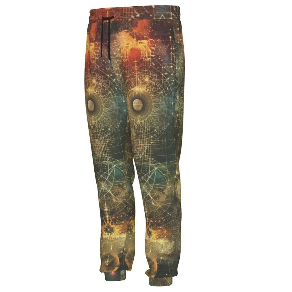Celestial Alchemy Joggers for Men and Women, Sacred Geometry Sun Moon Pants, Occult Magic Streetwear, Spiritual Lounge Gift