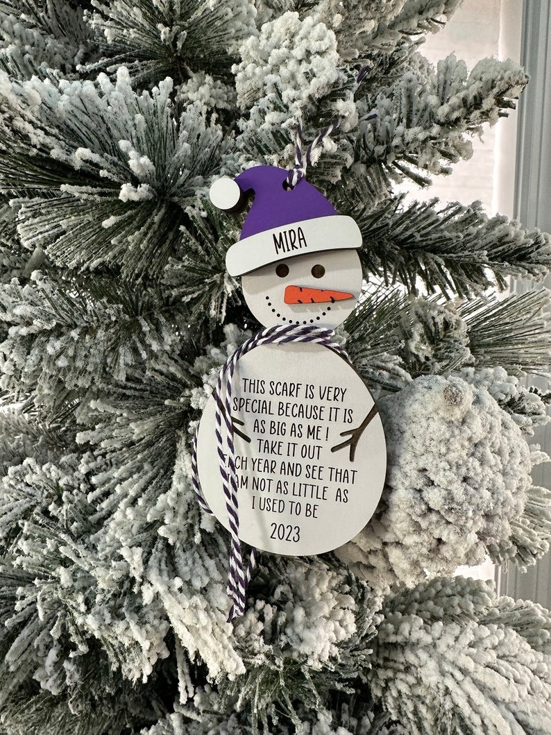 Personalized Snowman Height Ornament Keepsake, 2025 Babies First Christmas, Watch Me Grow, Kids Gift Exchange, DIY Daycare Classroom Craft.