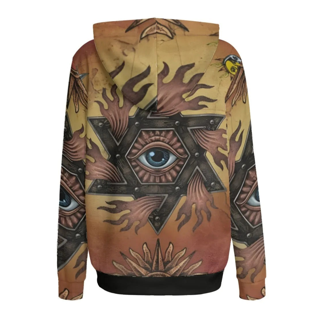 Women’s Mystic Mandala Hoodie, Sacred Geometry Cosmic Eye Pullover, Psychedelic Sun Boho Spiritual Festival Clothing