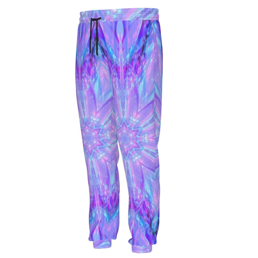Kaleio Galaxy Joggers, Trippy Psychedelic Mandala Sweatpants, Holographic Space Lounge Pants, Festival Streetwear for Men & Women