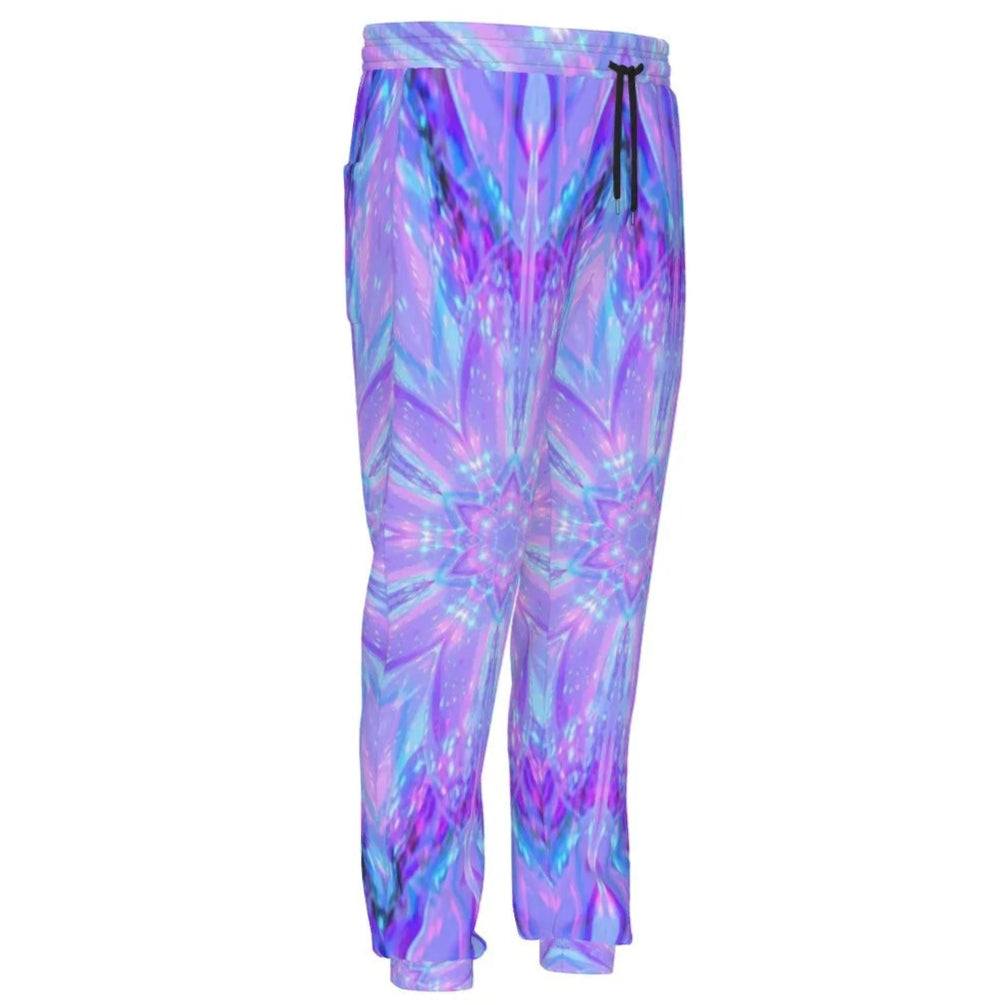 Kaleio Galaxy Joggers, Trippy Psychedelic Mandala Sweatpants, Holographic Space Lounge Pants, Festival Streetwear for Men & Women