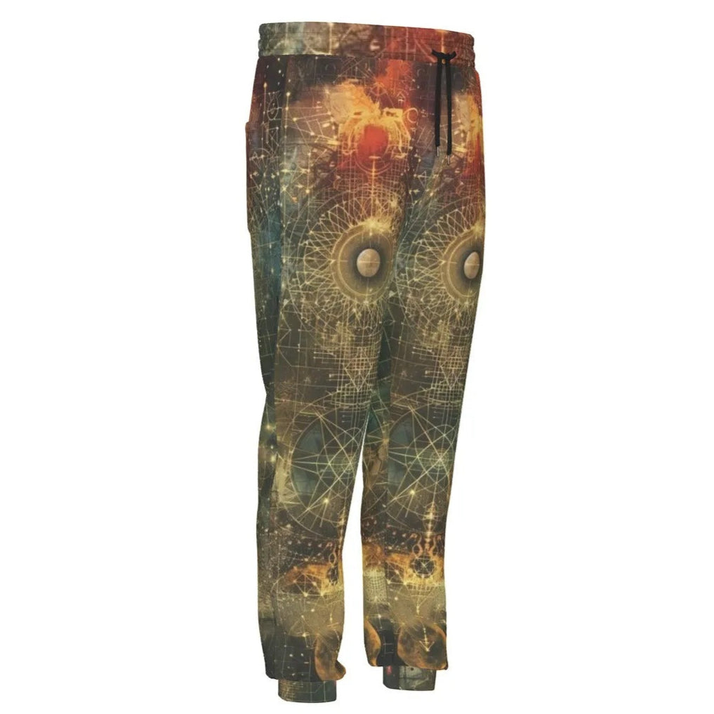 Celestial Alchemy Joggers for Men and Women, Sacred Geometry Sun Moon Pants, Occult Magic Streetwear, Spiritual Lounge Gift