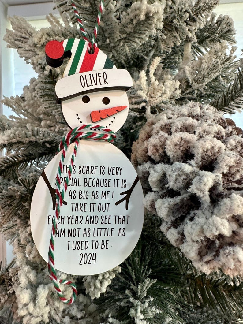 Personalized Snowman Height Ornament Keepsake, 2025 Babies First Christmas, Watch Me Grow, Kids Gift Exchange, DIY Daycare Classroom Craft.