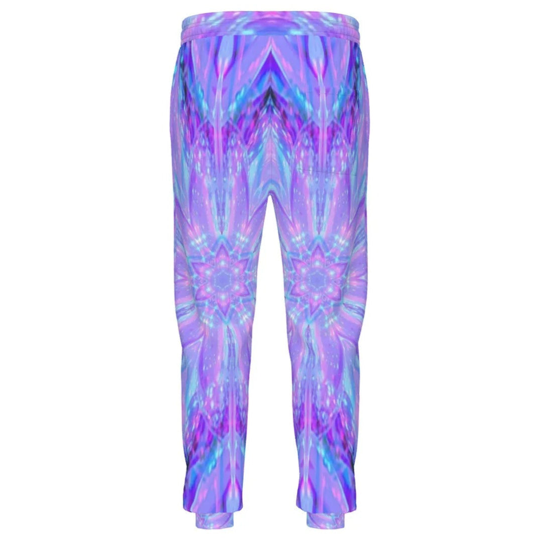 Kaleio Galaxy Joggers, Trippy Psychedelic Mandala Sweatpants, Holographic Space Lounge Pants, Festival Streetwear for Men & Women