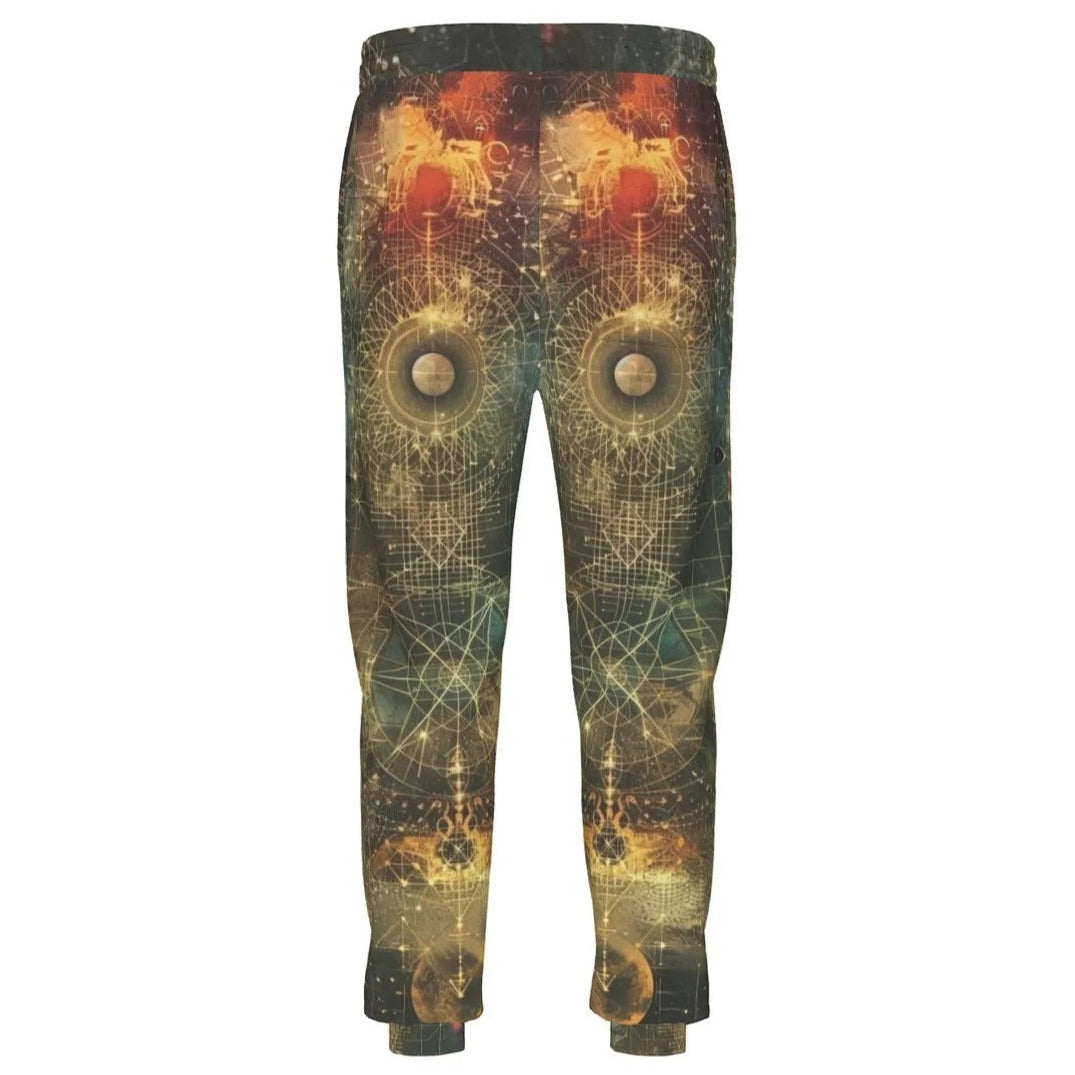 Celestial Alchemy Joggers for Men and Women, Sacred Geometry Sun Moon Pants, Occult Magic Streetwear, Spiritual Lounge Gift