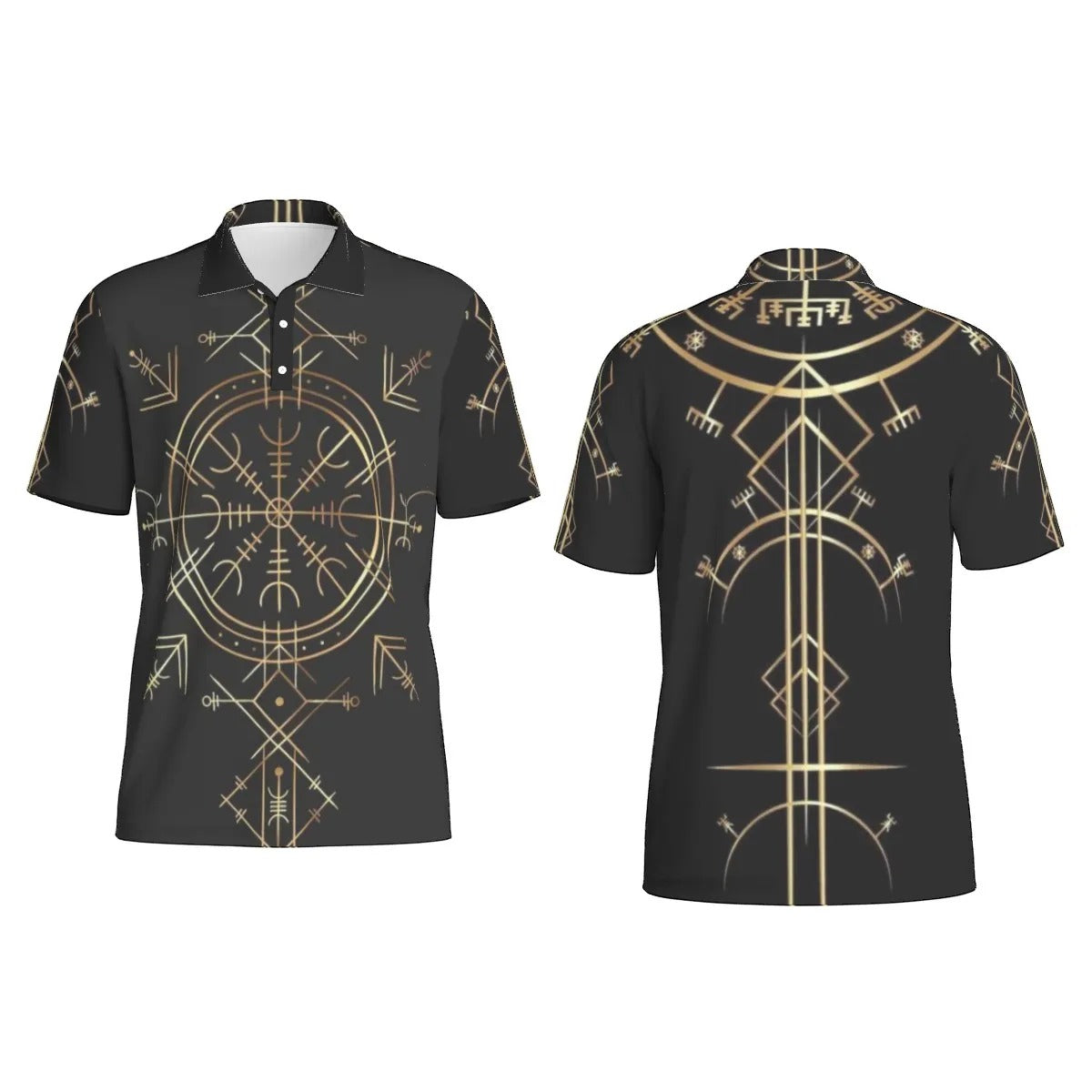 Viking Vegvisir Mysticism Men’s Polo, Norse Rune Polo Shirt, Nordic Compass Viking Top, Viking Sigil Spiritual Wear, Sacred Geometry Polo