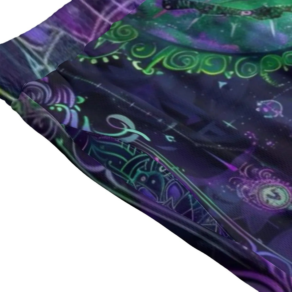 Mystic Aesthetic Mesh Shorts, Mystic Mandala Shorts, Cosmic Tarot Shorts, Sacred Geometry Shorts, Trippy Psychedelic Shorts, Spiritual Festival Wear