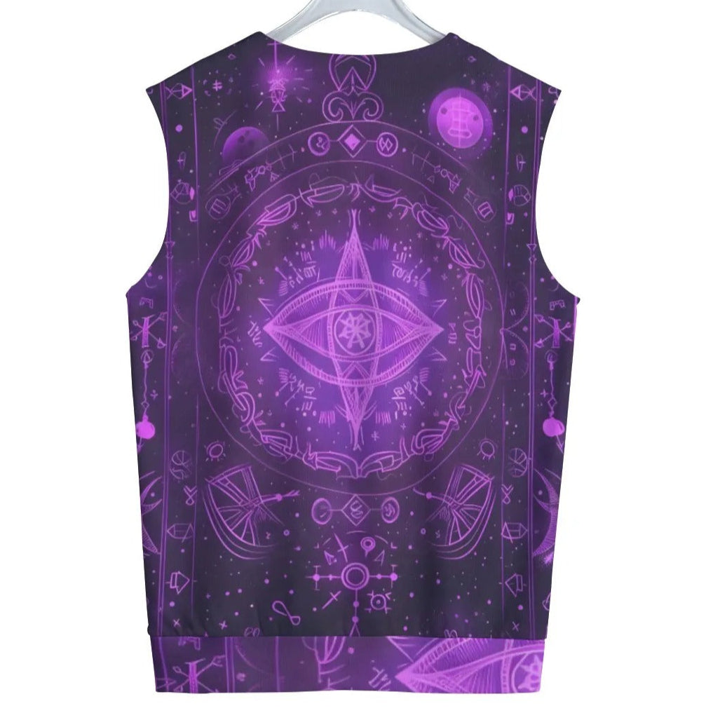 Mystical Fantasy Tank Top, Arcane Magic Symbol Tank Top, Witchcore Celestial Light Tank Top, Vibrant Occult Energy Tank Top, Esoteric Purple Spell Tank Top