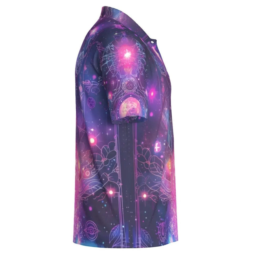 Cosmic Mysticism Polo, Celestial Portal Energy Polo, Astral Light Symbol Polo, Vibrant Metaphysical Galaxy Polo, Spiritual Geometry Polo