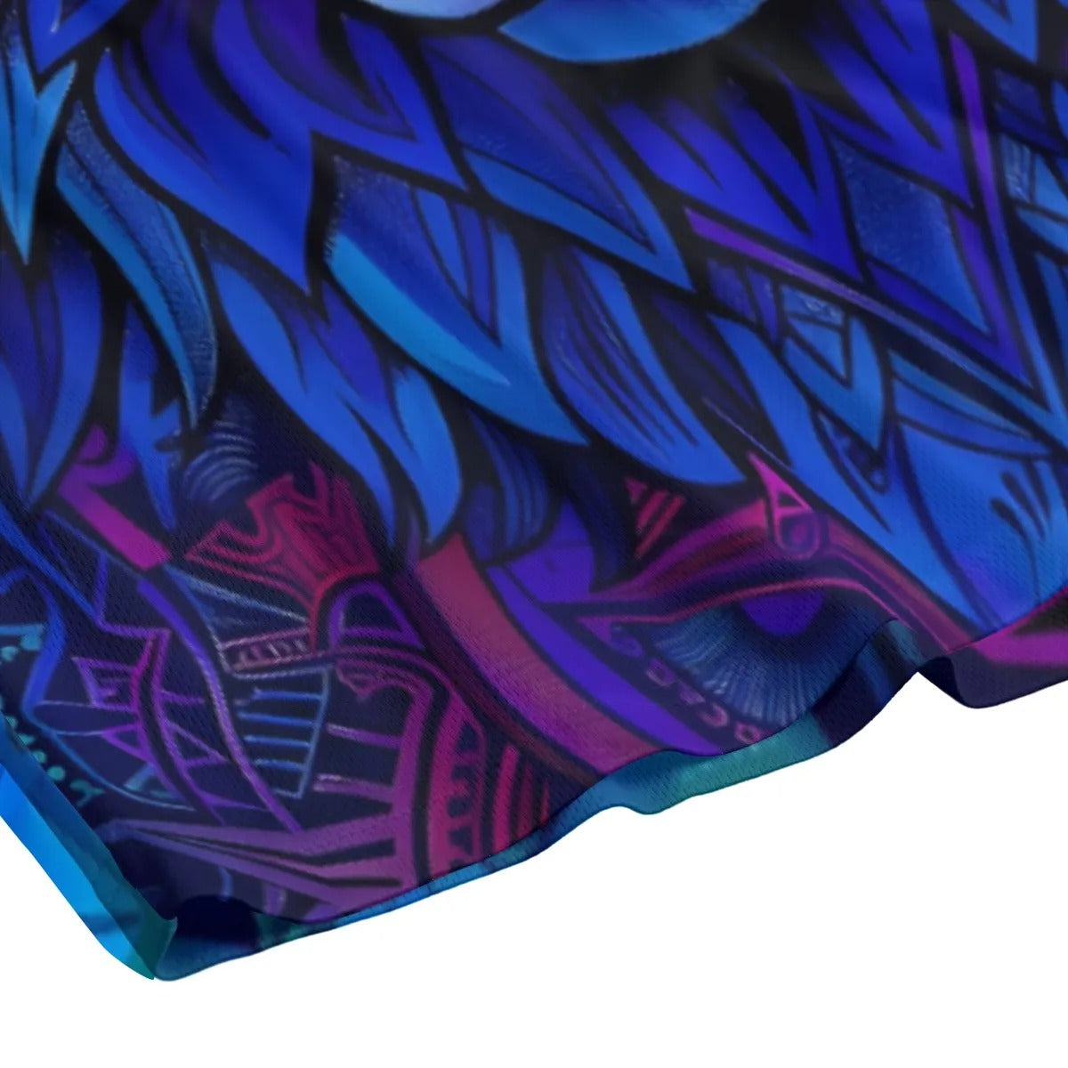 Wolf Mandala Shorts for Men, Tribal Spirit Animal Swim Trunks, Purple Blue Festival Beachwear, Boho Psychedelic Summer Shorts