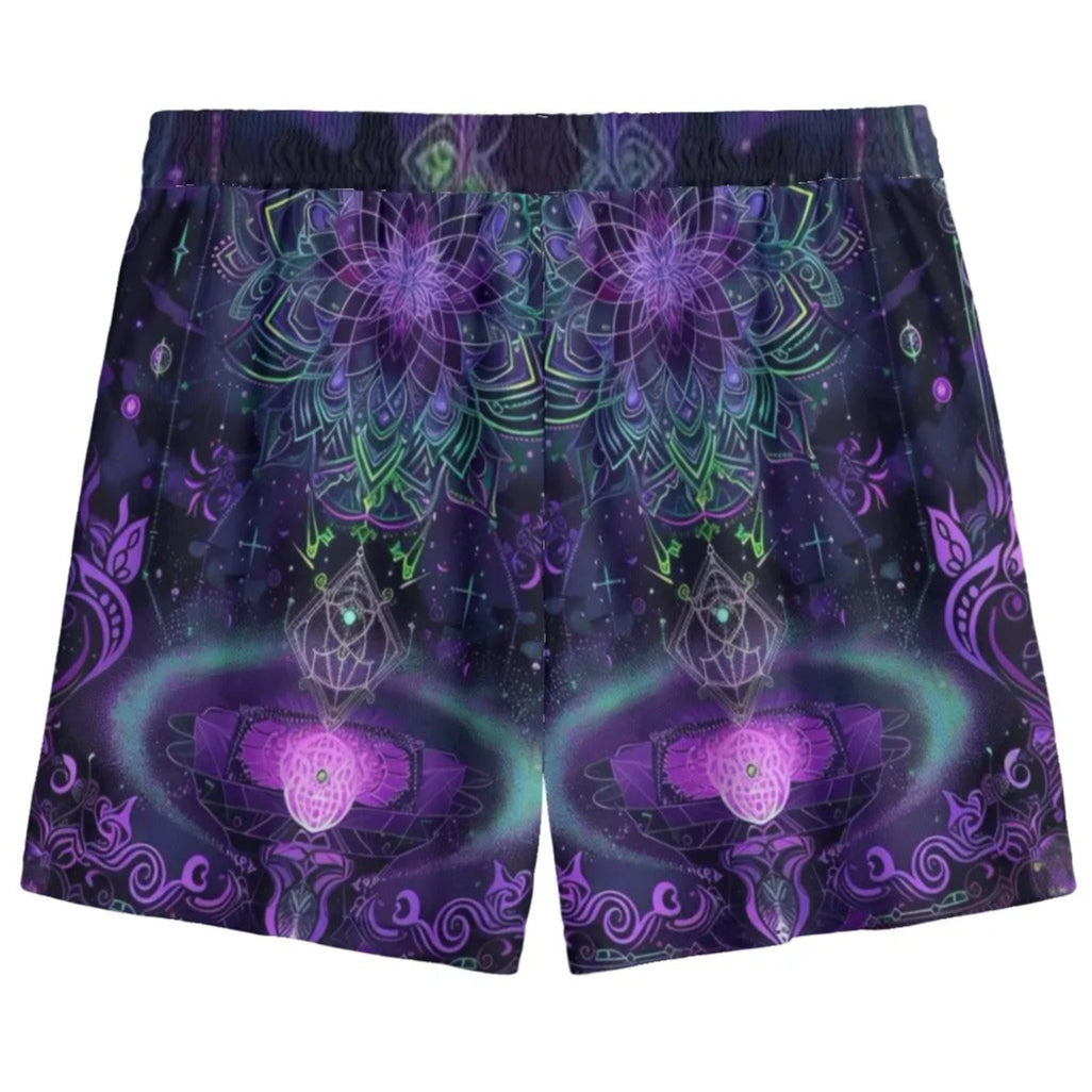 Mystic Aesthetic Mesh Shorts, Mystic Mandala Shorts, Cosmic Tarot Shorts, Sacred Geometry Shorts, Trippy Psychedelic Shorts, Spiritual Festival Wear