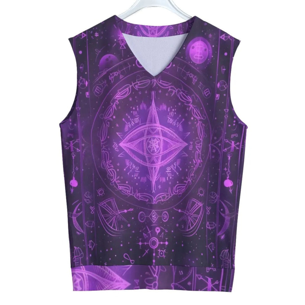 Mystical Fantasy Tank Top, Arcane Magic Symbol Tank Top, Witchcore Celestial Light Tank Top, Vibrant Occult Energy Tank Top, Esoteric Purple Spell Tank Top