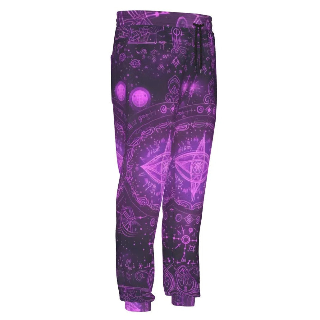 Purple Mystical Fantasy Joggers, Enchanted Sigil Sweatpants, Magic Rune Pants, Neon Fantasy Bottoms, Wizardcore Spiritual Style