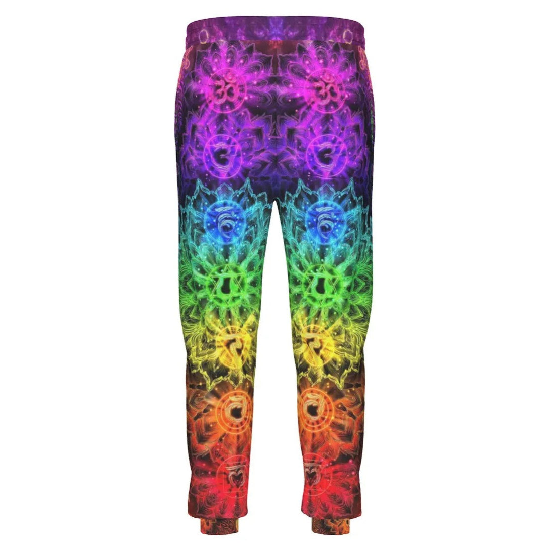 Sacred Chakra Joggers, Rainbow Mandala Sweatpants, Spiritual Energy Pants, Vibrant Yoga Festival Bottoms, Psychedelic Visionary Wear