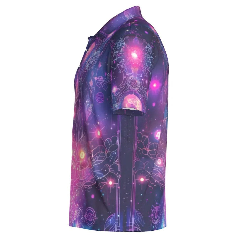 Cosmic Mysticism Polo, Celestial Portal Energy Polo, Astral Light Symbol Polo, Vibrant Metaphysical Galaxy Polo, Spiritual Geometry Polo