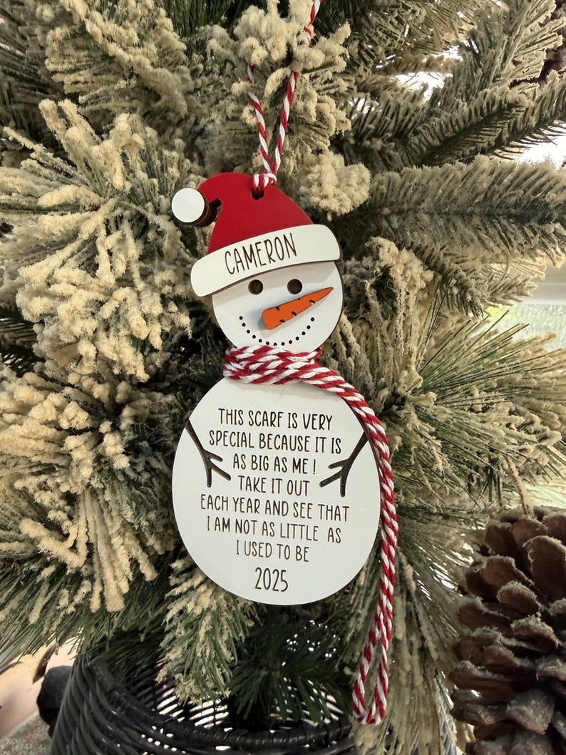 Personalized Snowman Height Ornament Keepsake, 2025 Babies First Christmas, Watch Me Grow, Kids Gift Exchange, DIY Daycare Classroom Craft.