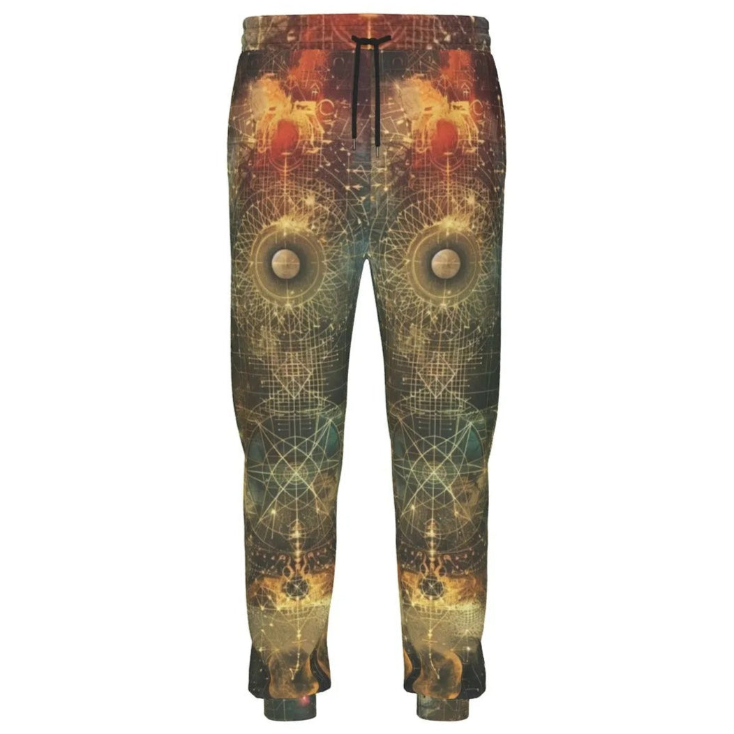 Celestial Alchemy Joggers for Men and Women, Sacred Geometry Sun Moon Pants, Occult Magic Streetwear, Spiritual Lounge Gift