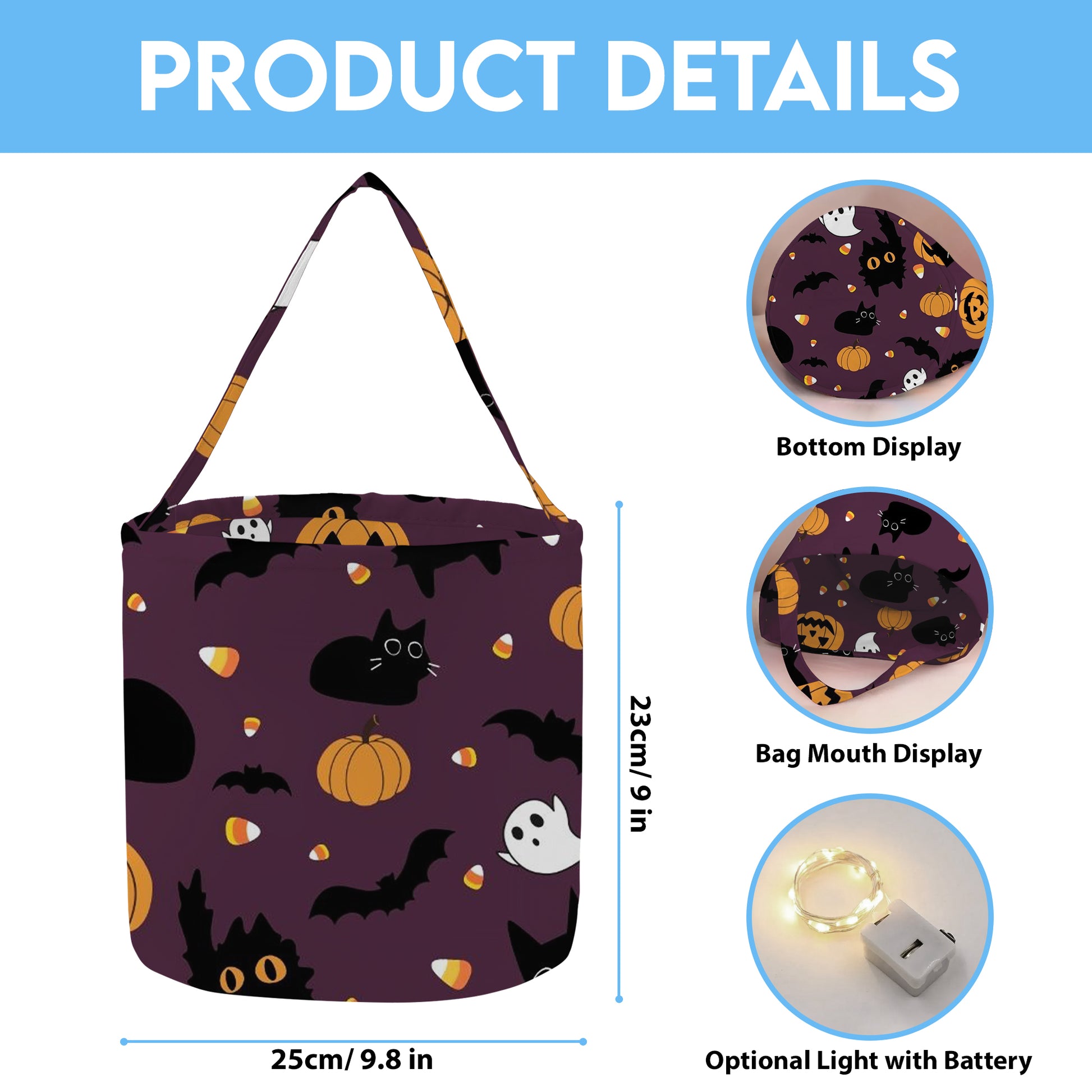 Personalized Halloween Candy Basket, Spooky Treat Tote, Trick or Treat Basket, Halloween Candy Bag, Gift for Kid