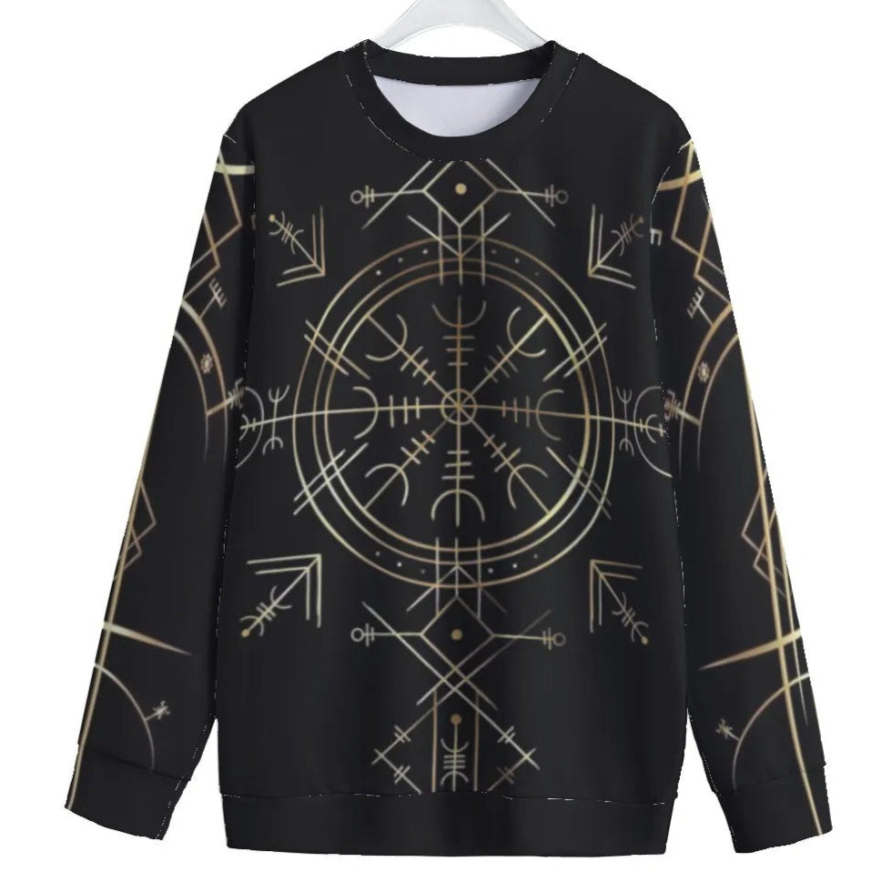 Viking Vegvisir Mysticism Women’s Sweater, Norse Compass Viking Pullover, Nordic Rune Knitwear, Viking Sacred Geometry Fashion