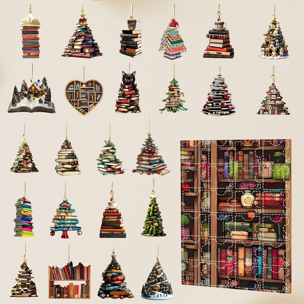 Book Advent Calendar 2025, Christmas Advent Calendars, 24 Days Xmas Calendar Countdown, Xmas Hanging Decorations For Book Lovers