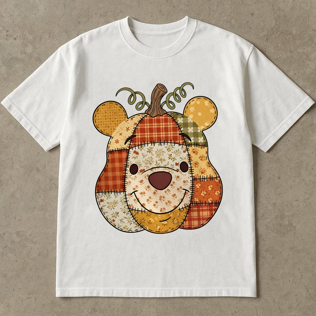 Preppy Floral Pooh Pumpkin Shirt, Fall Pumpkin Shirt, Autumn Shirt, Fall Girly Shirt, Fall Sublimation, Tis the season, Pumpkin Shirt