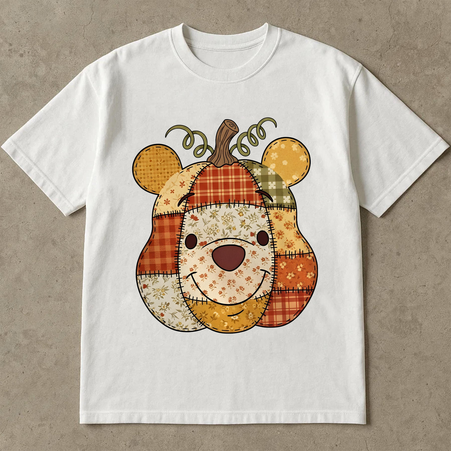 Preppy Floral Pooh Pumpkin Shirt, Fall Pumpkin Shirt, Autumn Shirt, Fall Girly Shirt, Fall Sublimation, Tis the season, Pumpkin Shirt