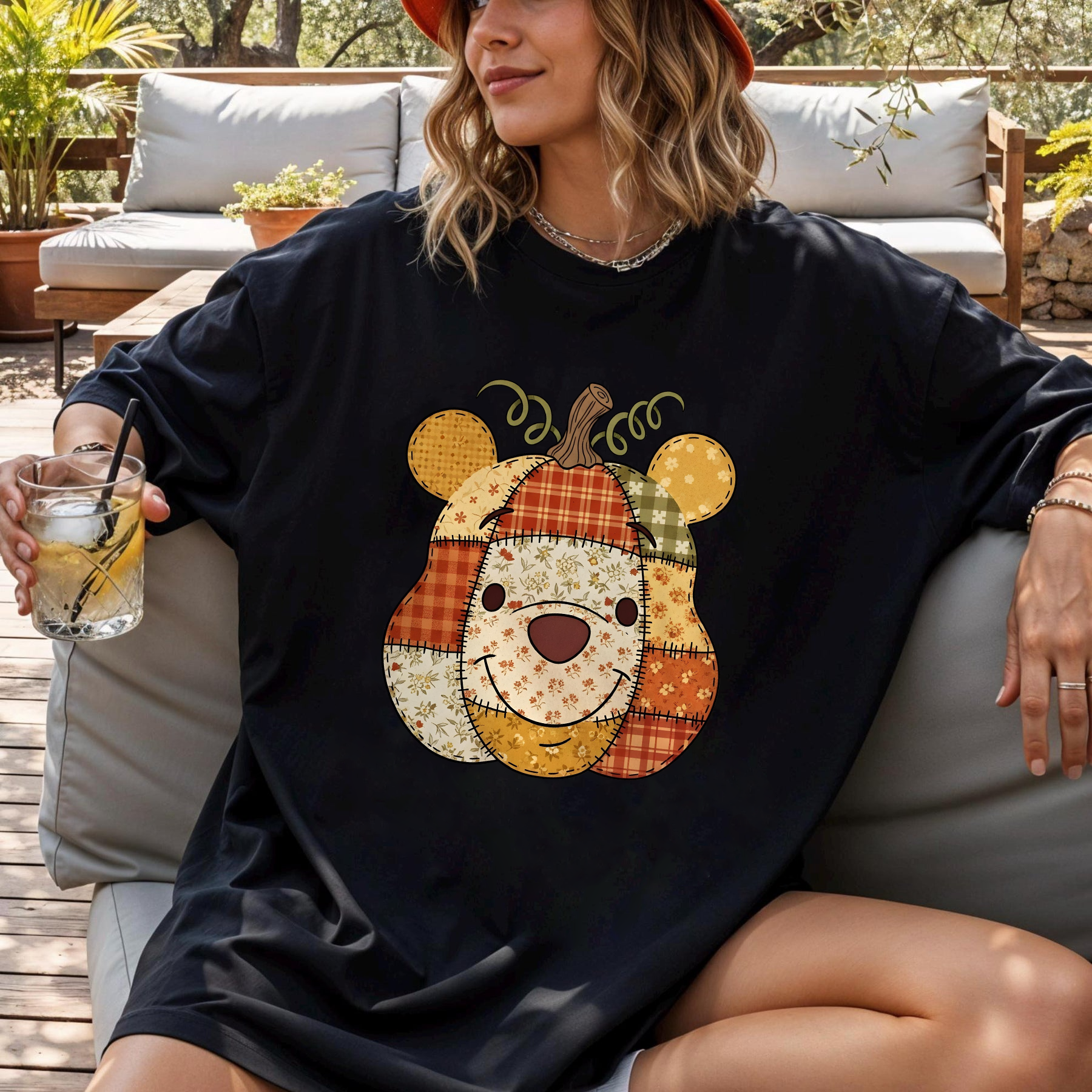 Preppy Floral Pooh Pumpkin Shirt, Fall Pumpkin Shirt, Autumn Shirt, Fall Girly Shirt, Fall Sublimation, Tis the season, Pumpkin Shirt