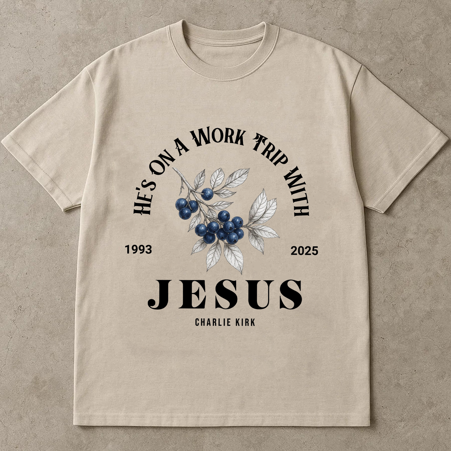He’s on a Work Trip with Jesus Shirt, Christian Faith Tee, Inspirational Bible Verse Graphic T-Shirt, Religious Memorial Top