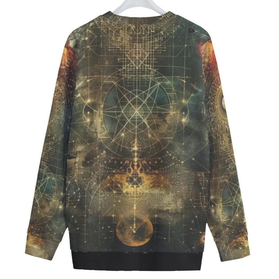 Celestial Alchemy Women’s Sweater, Astrology-Inspired Knitwear with Alchemy Symbols & Universe Vibes