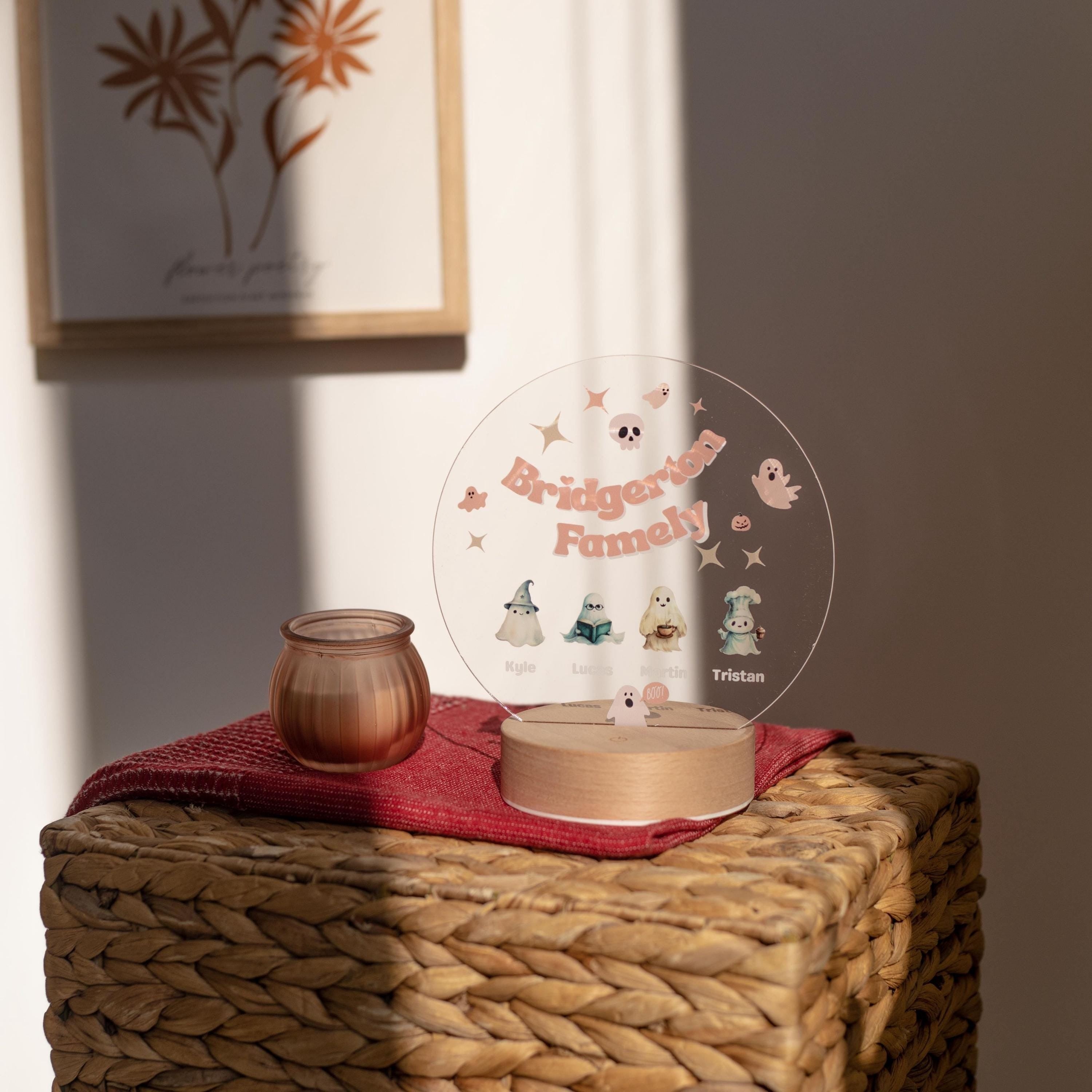 Custom Halloween Night Light, Engraved Name Plaque, Halloween Sign with funny Ghost, Halloween Home Decor, Halloween Gift for Kids