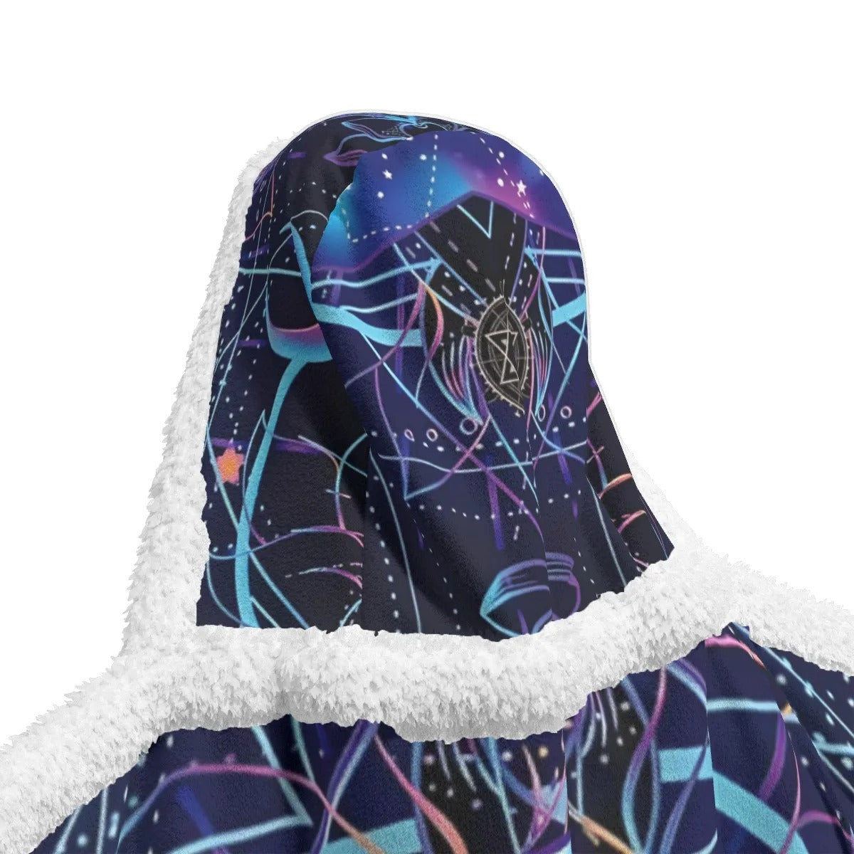 Mystic Mushroom Awakening Wearable Hooded Blanket, Psychedelic Spiritual Wrap, Cosmic Mushroom Hooded Cape, Visionary Art Cozy Wear, Boho Mystic Style