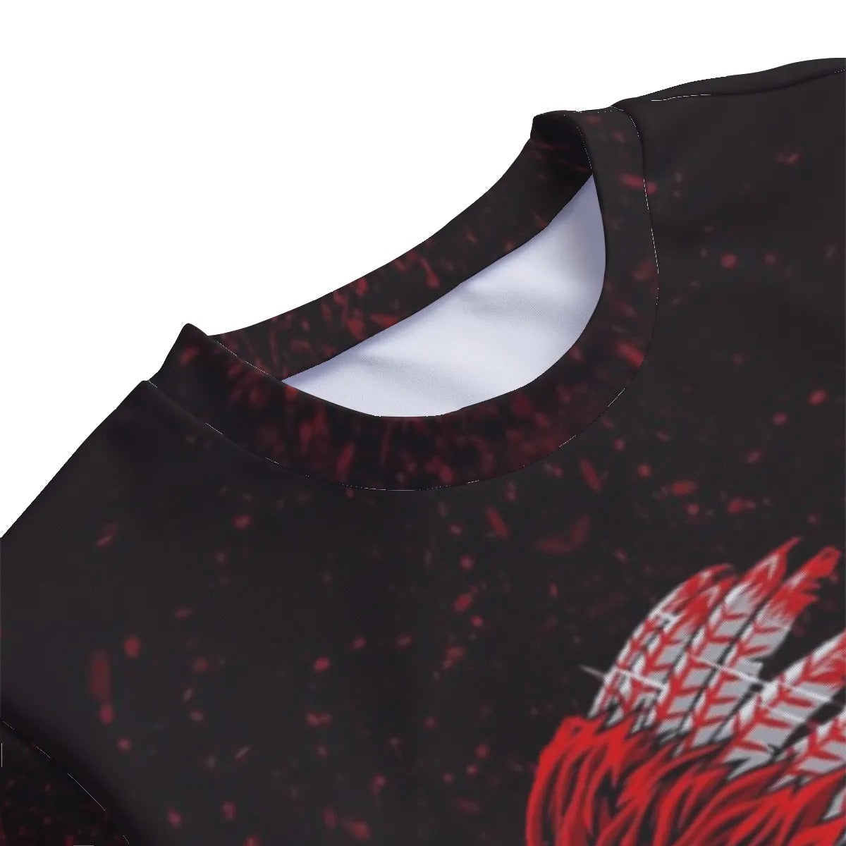 Native American Skull Women’s Sweater, Red Feather Headdress Knitwear, Tribal Gothic Pullover, Red Smoke Graphic Sweater, Warrior Biker Style